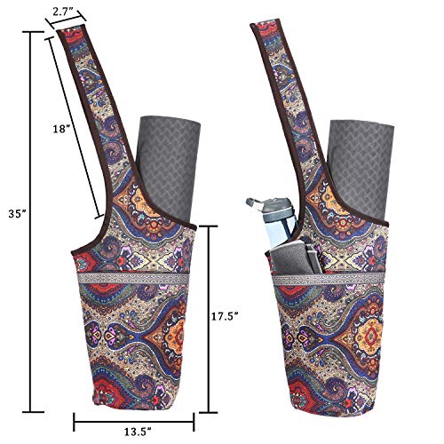 Ewedoos Canvas Yoga Mat Bag Fits Most Mats Yoga Bag with Large Storage Pockets to Hold More Accessories Ideal for Pilates ...