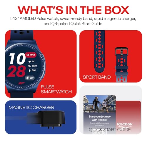 Reebok Pulse Smartwatch - GPS Fitness Tracker with Heart Rate Monitor, 10-Day Battery Life, IP68 Water Resistant Smart Fit...
