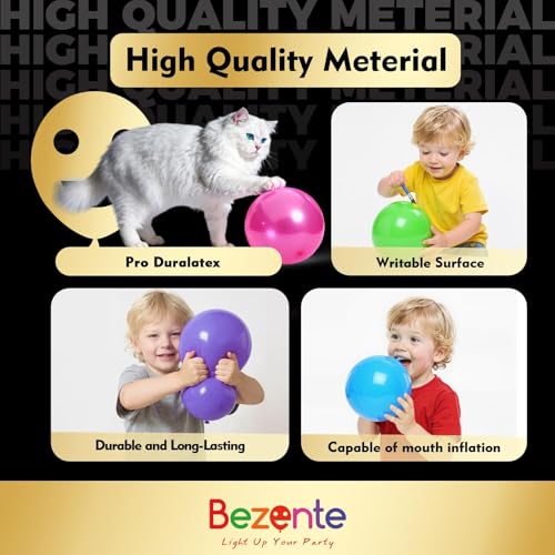 Bezente Pro Duralatex White Balloons - 100 Pack 12 inch Extra-Thick White Balloons for Long-Lasting Professional Party Dec...