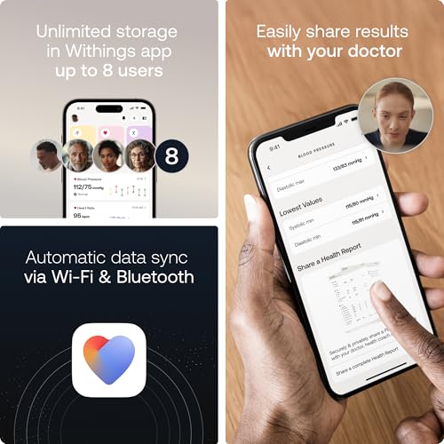 Withings BPM Vision – Smart Arm Blood Pressure Monitor | FDA-Cleared | Easy-to-use, Accurate Systolic & Diastolic Measurem...