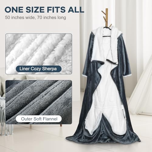 Tagefa Wearable Electric Blankets, Heated Snuggle Blanket, 70"*50" Flannel Sherpa Electric Heating Throw Blanket with Hoo...
