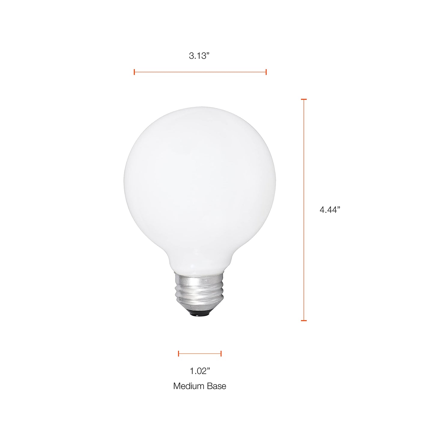 Sylvania Incandescent Double Life Décor Globe Light Bulb, 40W, G25, Medium Base, 265 Lumens, Frosted, 2850K, Soft White - 3 Pack (15345)