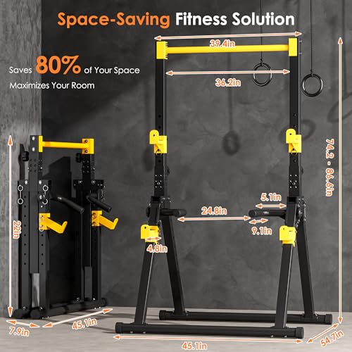 SogesPower Power Tower Pull Up Bar Station, Foldable Pull Up Dip Station Free Standing for Home Gym,Adjustable Pull Up Bar...