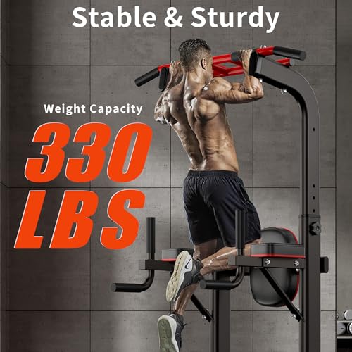 SogesHome Pull Up Bar and Dip Station, Heavy Duty Adjustable Home Gym Equipment for Strength Training, Multifunctional Wor...