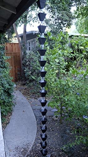 Nutshell Stores Medium Square Cups Rain Chain - Black - 17 Feet