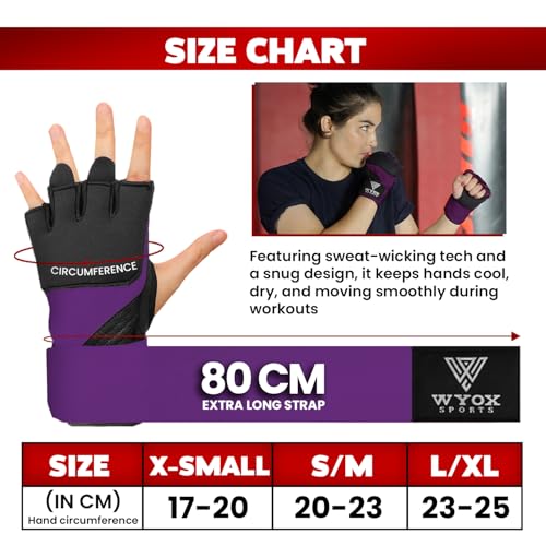 WYOX Gel Boxing Hand Wraps Inner Gloves for Men & Women, 80cm Quick Wrist Straps, Padded Knuckle Protection for Muay Thai ...