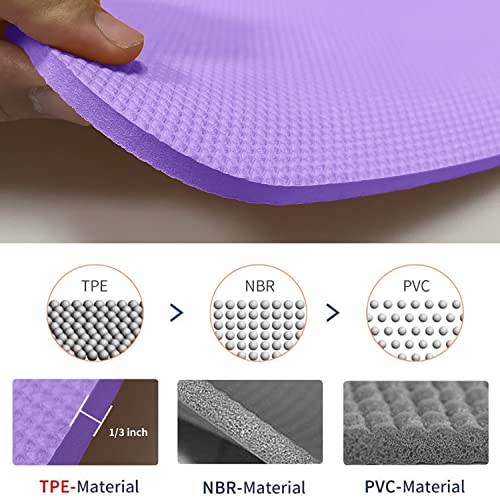 Hatha Yoga Thick TPE Yoga Mat 72"x 27"x1/3 inch Non Slip Eco Friendly Exercise Mat for Yoga Pilates & Floor Workouts