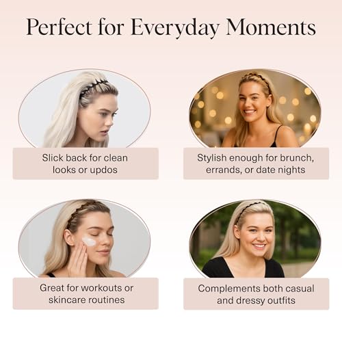 Kitsch Zig Zag Headbands for Women Non Slip – Fashion Accessories for Slicked Back Styles - Comfortable Comb Headband with...