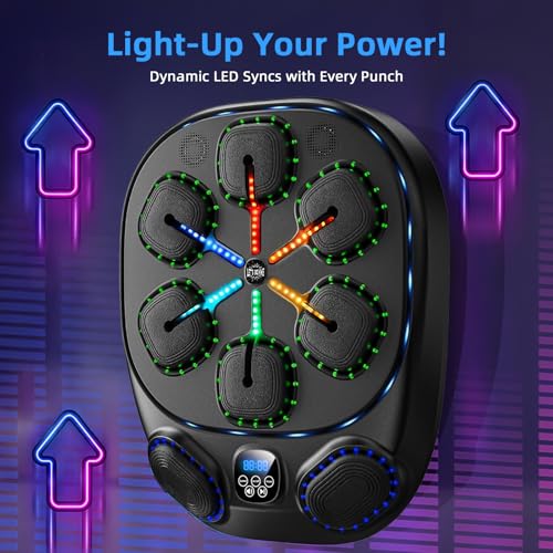 Music Boxing Machine with LED Lights & Bluetooth Speaker – Interactive Punching Bag for Fitness, Rhythm Training & Stress ...