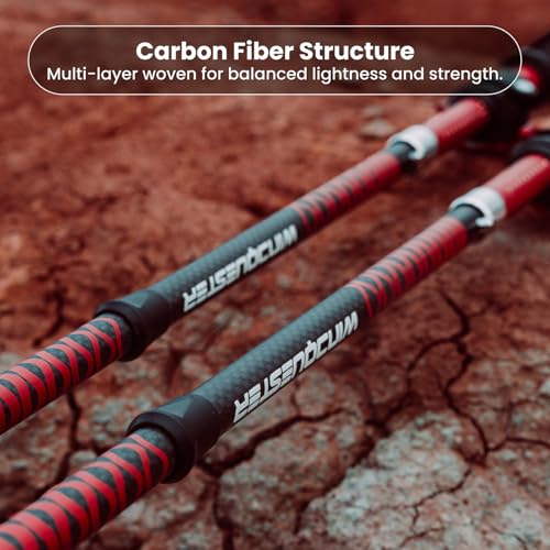 WindQuester Ultralight Carbon Fiber Trekking Poles – 198g Adjustable Folding Hiking Poles for Backpacking (110–130cm), Thr...