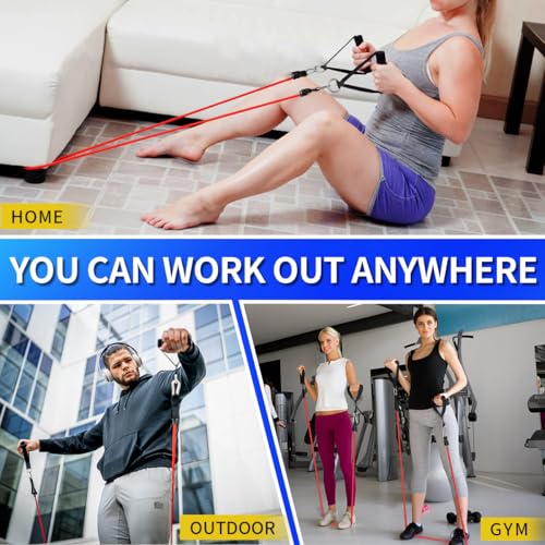 WHATAFIT Resistance Bands Set with Handles - Exercise Bands Home Gym Strength Training Equipment, Includes Door Anchor & A...