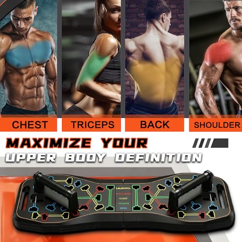 LALAHIGH Push Up Board,36 in 1 Home Gym Equipment with Ab Roller Wheel & Resistance Bands, Portable Foldable Workout Board...