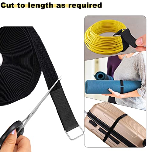 YMCRLUX 1"x16ft Hook and Loop Straps with 25 Metal Buckles, Adjustable Fastening Cable Straps, Cut-to-Length Cinch Strap, ...