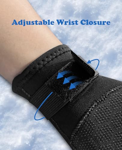 XUKER Neoprene Water Gloves, Winter Fleece-Lined 3mm Five Finger Warm Wetsuit Winter Gloves for Scuba Diving Snorkeling Su...