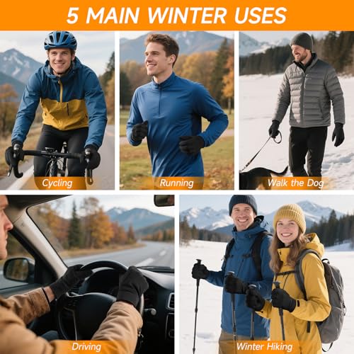 OZERO Winter Gloves for Men Women - Touchscreen Windproof Gloves for Cold Weather Snow Gloves Liner Thermal Warm