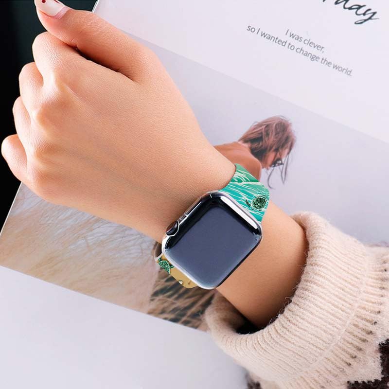 Cute Turtle Watch Band Ocean Beach Smartwatch Bands Compatible With Watch 42Mm 44Mm 45Mm Soft Silicone Strap Replacement For Ser
