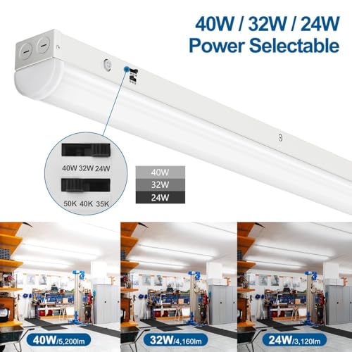 Dakason 4Ft Led Linear Light Fixture  4 Foot Led Shop Lights 40/32/24W 35/40/5000K Cct Selectable  4Feet Commercial Bay Lighting Fluorescent Tube Replacement For Office Garage 1 Pack