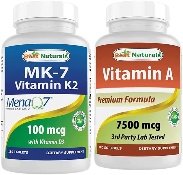 Best Naturals Vitamin K2 (MK7) with D3 & Vitamin A 25000 IU