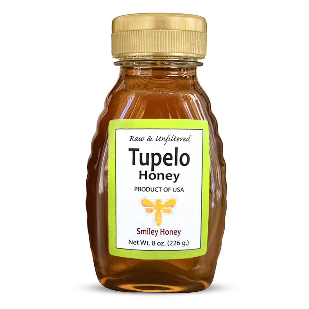 Smiley Honey 100% Tupelo Honey, Rare, Raw and Unfiltered, Certified Kosher (8oz)