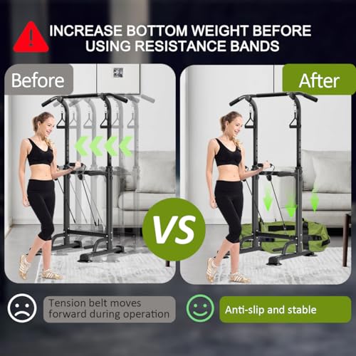Trlakepreble Power Tower Pull Up Bar,Pull-Up Rack Dip Station,Height Adjustable Multi-functional Home Strength Training Gy...
