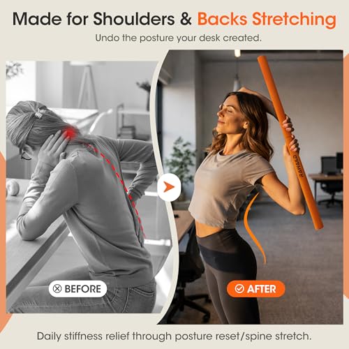 RAWAILD Yoga Stick, Upgraded 5ft Sturdy Steel Mobility Stick, Adjustable Exercise Equipment for Stretching, Flexibility & ...