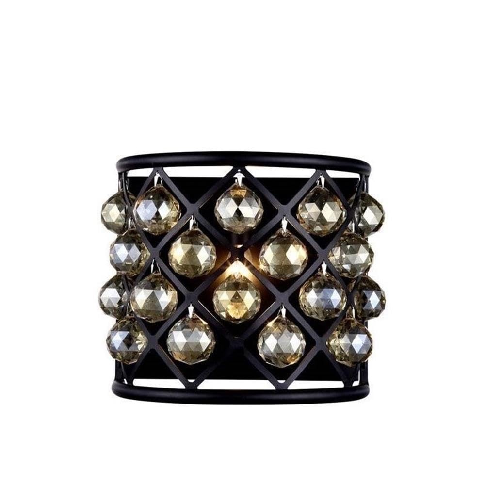 Elegant Lighting Madison 1-Light Wall Sconce, 11.5in x 10.5in, Alloy Steel, Glass, Wood, Crystal, Mocha Brown Finish, Model 1214W11