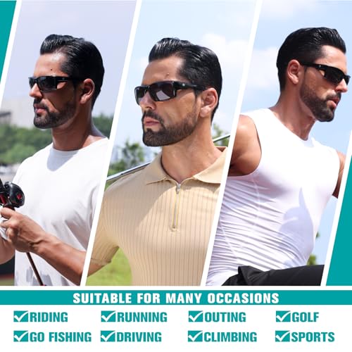 DUCO Polarized Sports Sunglasses for Men Women UV400 Protection Lightweight Frame for Fishing Driving Running F103