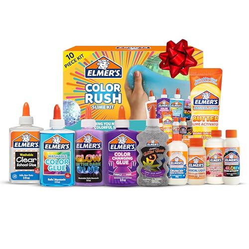 Elmer's Color Rush Slime Kit, Includes Liquid Glue, Activator, Makes Color Changing, Glow in The Dark, Butter Slime and Mo...