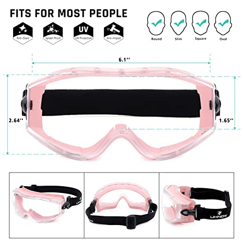 UKNOW Safety Goggles Over Glasses - Anti-Fog Clear Lens - ANSI Z87.1 Certified Eye Protection for Lab Work, Industrial Use