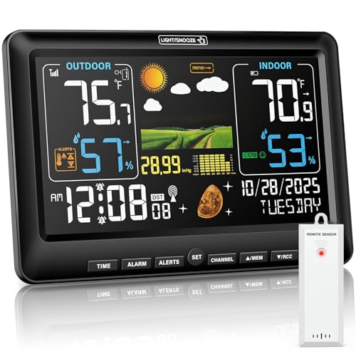 BluSon Weather Station Wireless Indoor Outdoor Thermometer, Color Display Digital Temperature Humidity Monitor with Atomic...