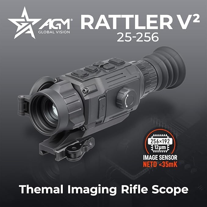 AGM Global Vision Rattler V2 Thermal Imaging Scope for Hunting, High Resolution with High Sensitivity Thermal Optics, Wate...