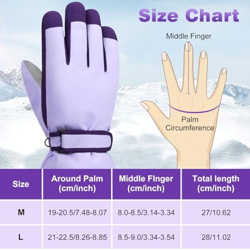 Rhino Valley Ski Gloves Women, Touchscreen Snow Gloves for Women, Anti-Slip Warm WinterGloves with Adjustable Wrist Strap,...