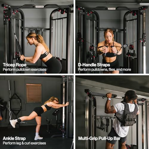 Titan Fitness Functional Trainer, Cable Crossover Machine with 200 LB Double Weight Stack, 2:1 Cable Pull Station, Home Gy...