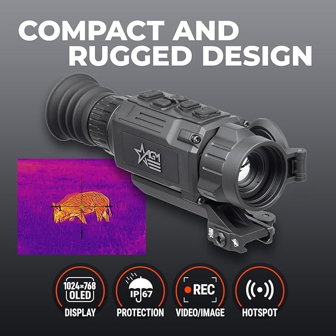 AGM Global Vision Rattler V2 Thermal Imaging Scope for Hunting, High Resolution with High Sensitivity Thermal Optics, Wate...