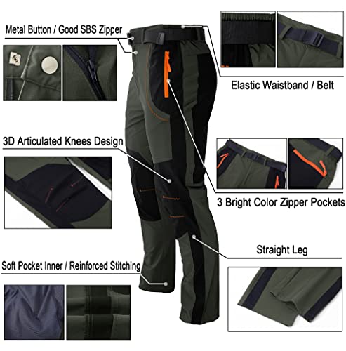 Kuseeker Mens Stretch Work Hiking Pants Quick Dry Lightweight Waterproof Outdoor Travel Climbing Fishing Pants