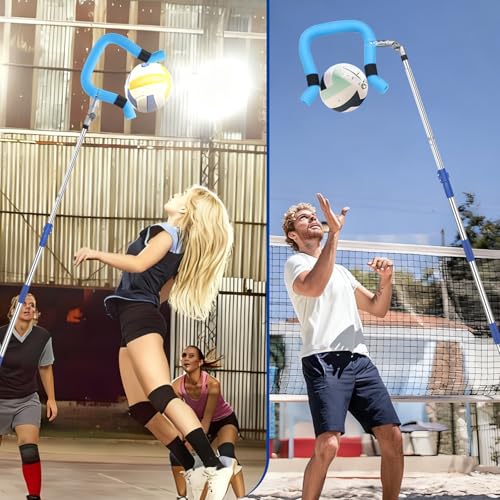 ISIVOVE Volleyball Spike Trainer - Retractable Height 64.1-86.6 Inches, Real Ball Feel Hitting Tool for Spiking/Jumping/Se...
