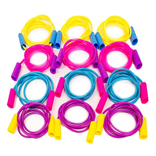 Boley Kids Jump Rope Set - 12 Pack, 7ft Durable Skipping Ropes with Non-Slip Handles for Boys & Girls, Fun Outdoor Activit...