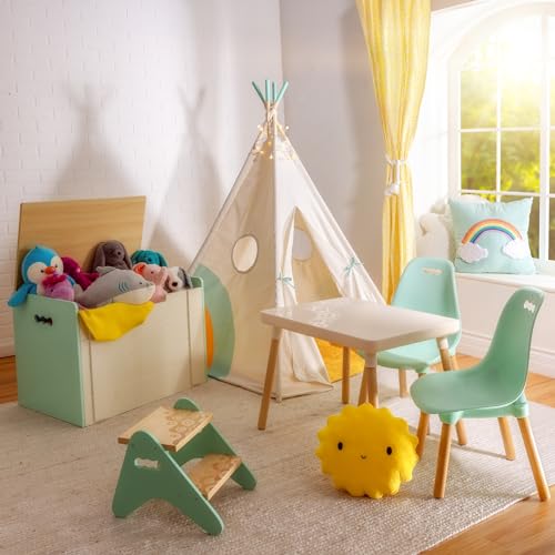B. toys – Step Stool For Kids – Wooden Stepping Stool – Step Stool For Bedroom, Bathroom, Kitchen – Furniture For Toddlers, Kids – 2+ Years – Peek – A – Boost – Mint