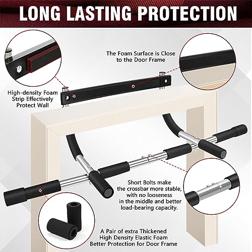 Pull Up Bar for Doorway, Upgrade Chin up Bar for Doorway Without Screws, Portable Strength Training Door Frame Pull-up Bar...