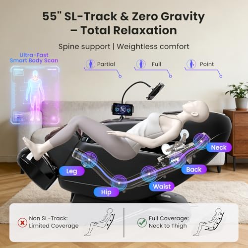 KTENTITO 4D Music Rhythm Massage Chair Full Body, 2026 Unique Sonic Resonance Zero Gravity SL-Track Shiatsu Recliner with ...