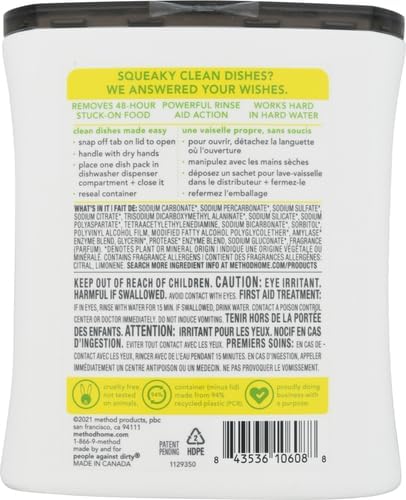 Method Dishwasher Detergent Packs, Lemon Mint, 30 count