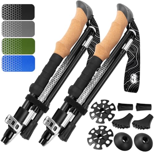 Premium Foldable Hiking Poles by USA Brand - Adjustable, Lightweight Trekking Poles Made of Aircraft Aluminum, Metal Flip ...