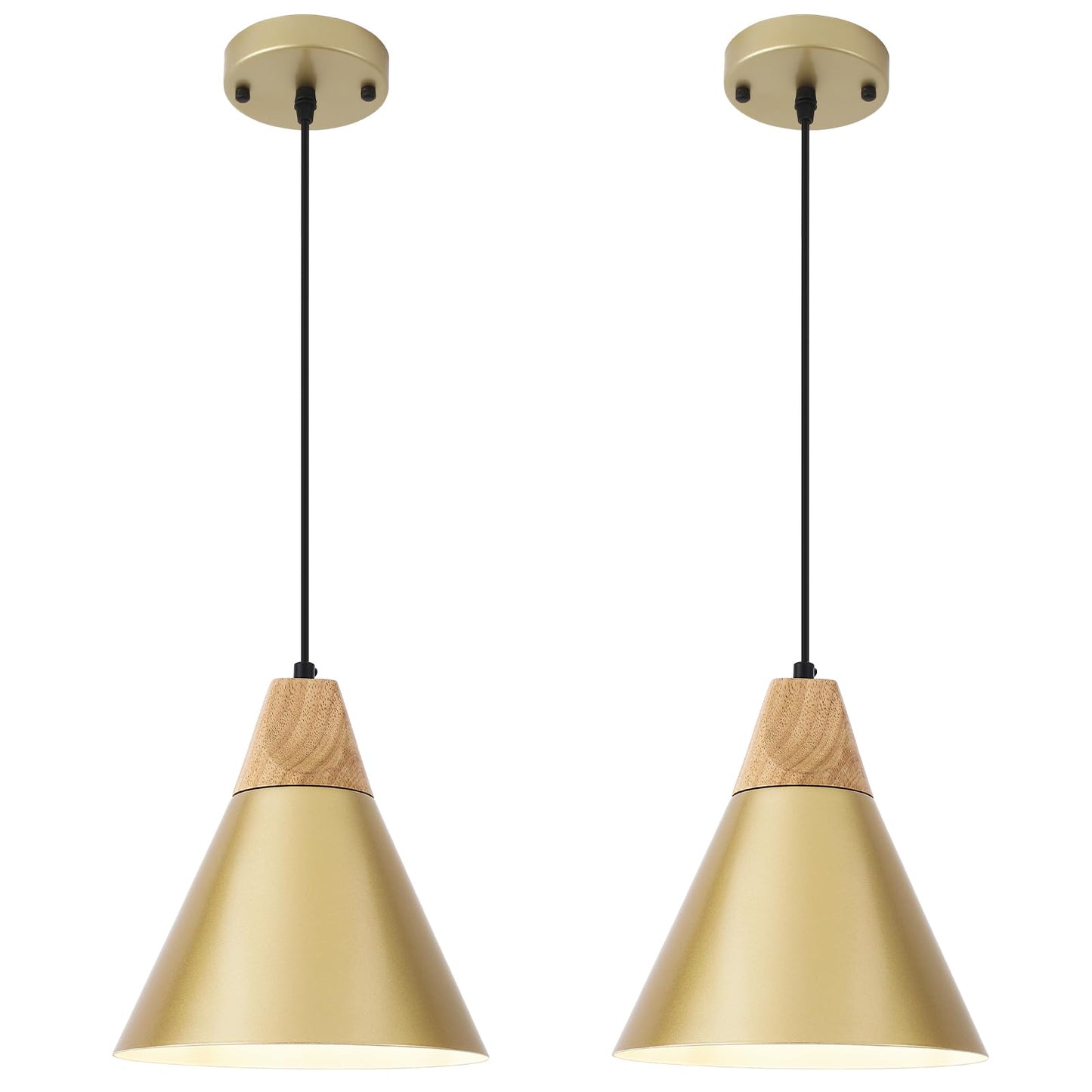 Sesiment Farmhouse Pendant Light 2 Packs 9.4Inches- Gold Pendant Lighting  Industrial Pendant Light  Kitchen Pendant Lights For Office  Bedroom  Living Room  Kitchen Island