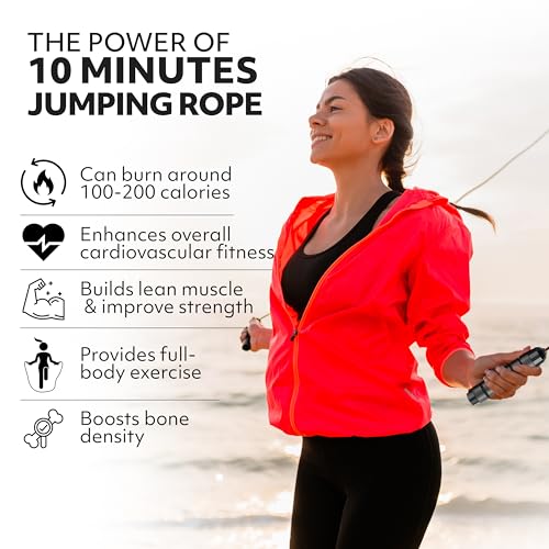 Jump Rope – Speed Jump Rope with Ball Bearings and Adjustable Cable – Jumping Cable for Men, Women, Kids – Ideal for Box, ...