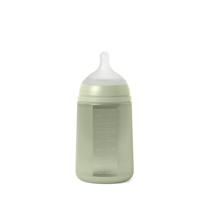 Suavinex Color Essence SX PRO Physiological Soft Flexible Silicone Baby Bottle, Anti Colic Baby Bottles, Supports Breast Feeding Babies, Made in Spain, Medium Flow, 8oz, Jungle Green
