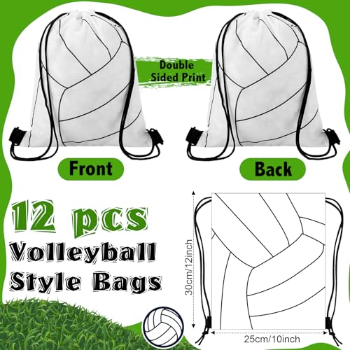 Dansydaisy 12 Pcs 12 In Volleyball Drawstring Backpack Bag Goodie Snack Gift Bags Sports Party Favors String Backpack Bul...