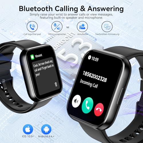 Smart Watch for Men Women, 1.85" HD Fitness Tracker with Bluetooth Calls, 120+ Sport Modes Fitness Watch, Fitness Tracker ...