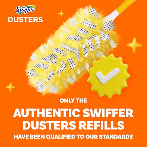Swiffer Dusters Heavy Duty, Feather Head Multi-Surface Duster Refills for Cleaning, Unstopables, Yellow, 24 Count (4 Packs of 6)