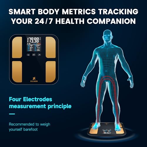 EILISON Smart Bathroom Scale with 4 Electrodes & BIA Technology High-Precision Body Fat Analyzer,Large Color Night Vision ...