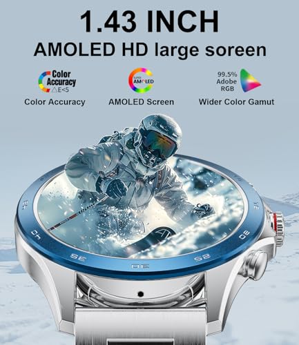 LIGE Smart Watches for Men,1.43“ AMOLED Smart Watch with Bluetooth Calls/Message Push, 100+ Sport Modes Blood Pressure/Hea...
